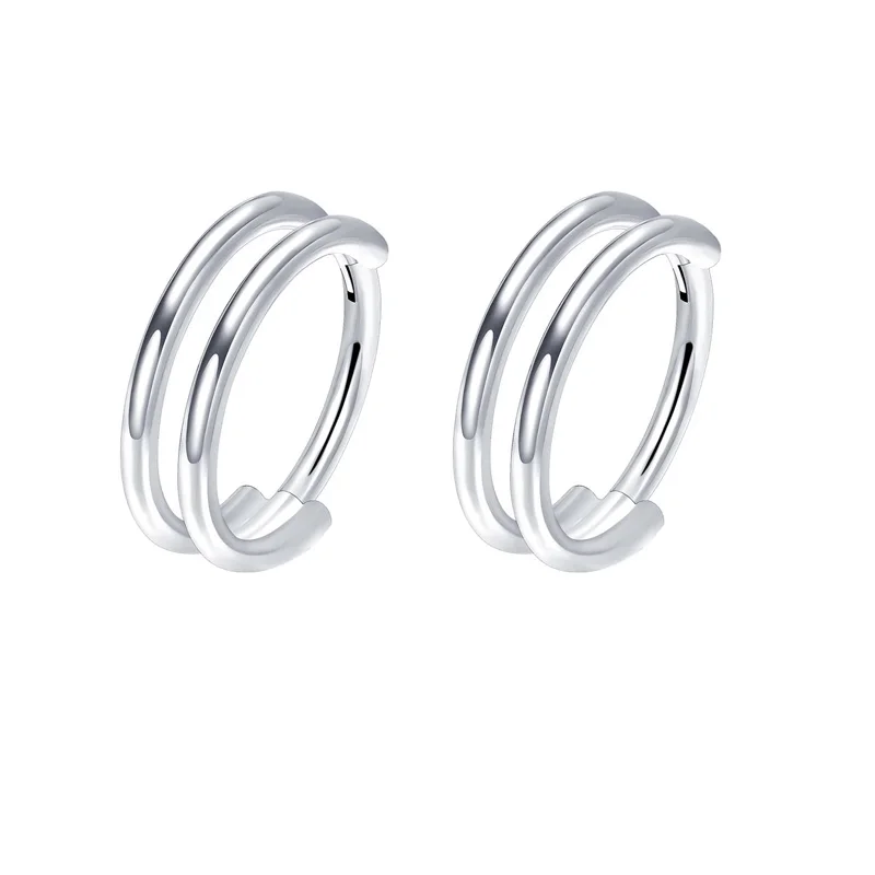 2Pcs 16G Stainless Steel Double Hinged Nose Rings Hoops for Women, Septum Clicker Tragus Cartilage Earring Piercing Jewelry