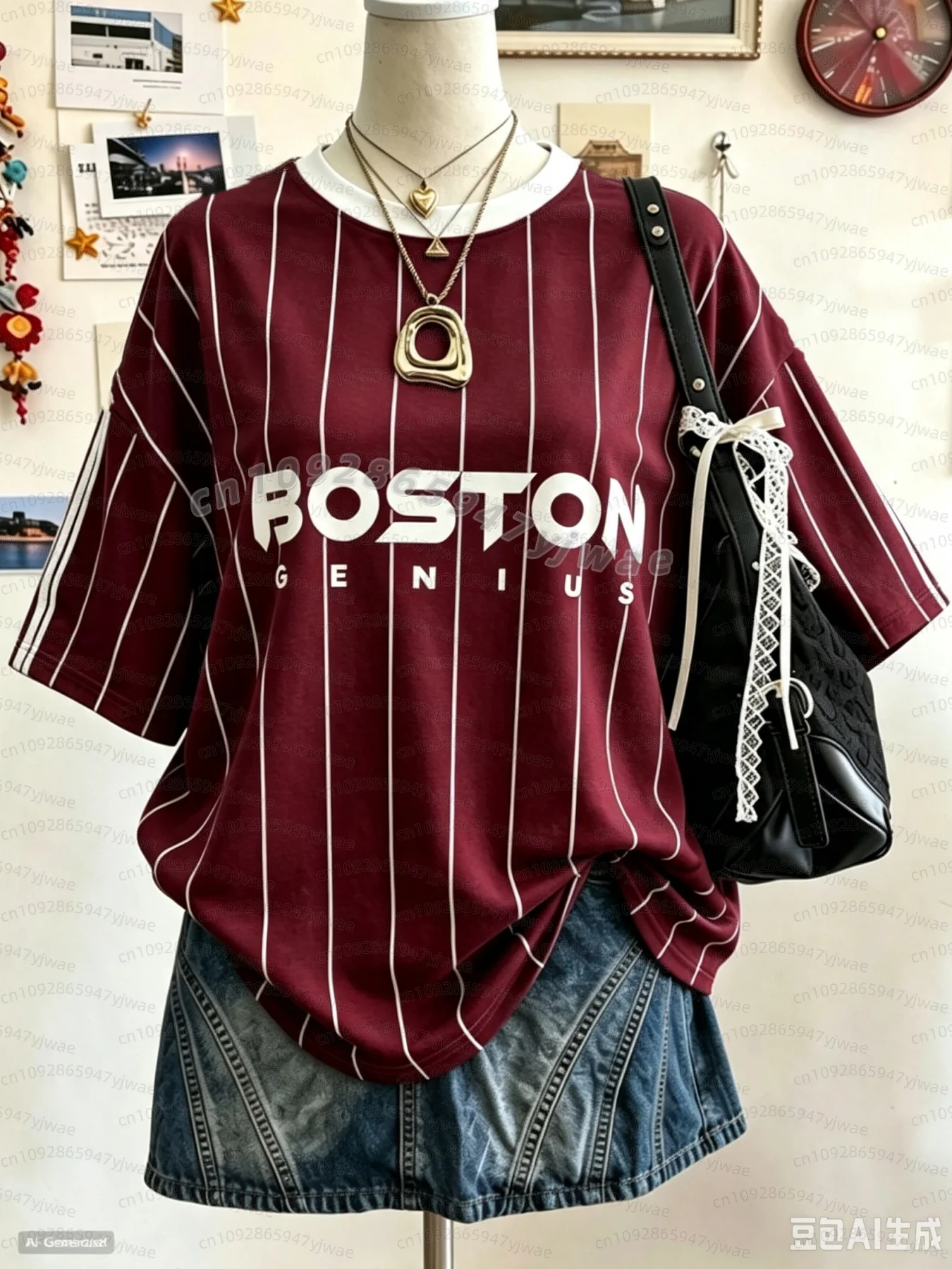 26 Summer Women Striped Boston Brazil England Print Casual Round Neck Short Sleeve Women Street Fashion Men Women beach T-Shirt