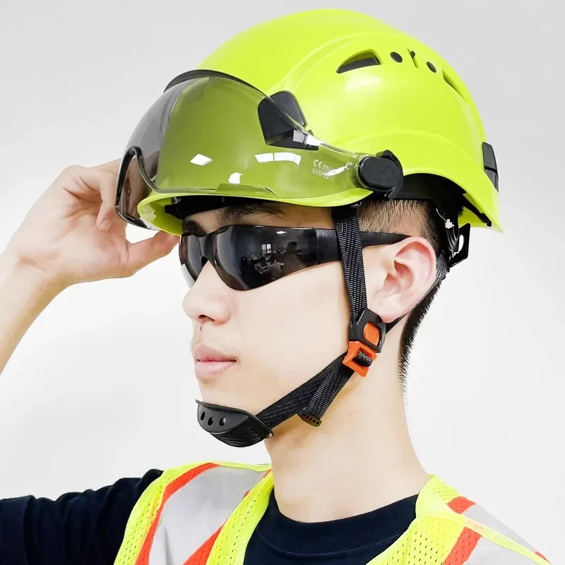 ABS safety helmet, summer breathable, national standard goggles, anti impact engineering hat, male building lettering