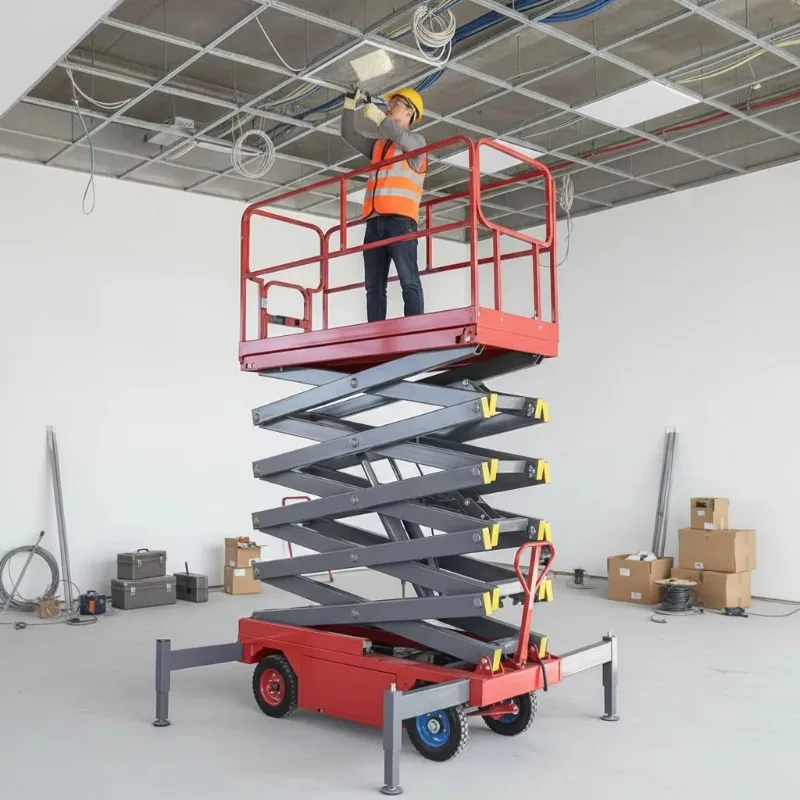 Factory Direct Delivery At Low Price 4m 6m 8m 10m 12m 14m 16m 18m Manual Towable Scissor Lift Platform for Aerial Work