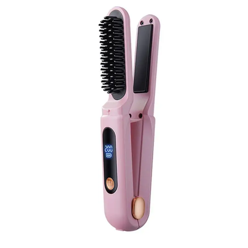 

A84G-Digital Straightening Comb Anti-Scald Hair Straightening Brush Hair Straightening Brush Pink