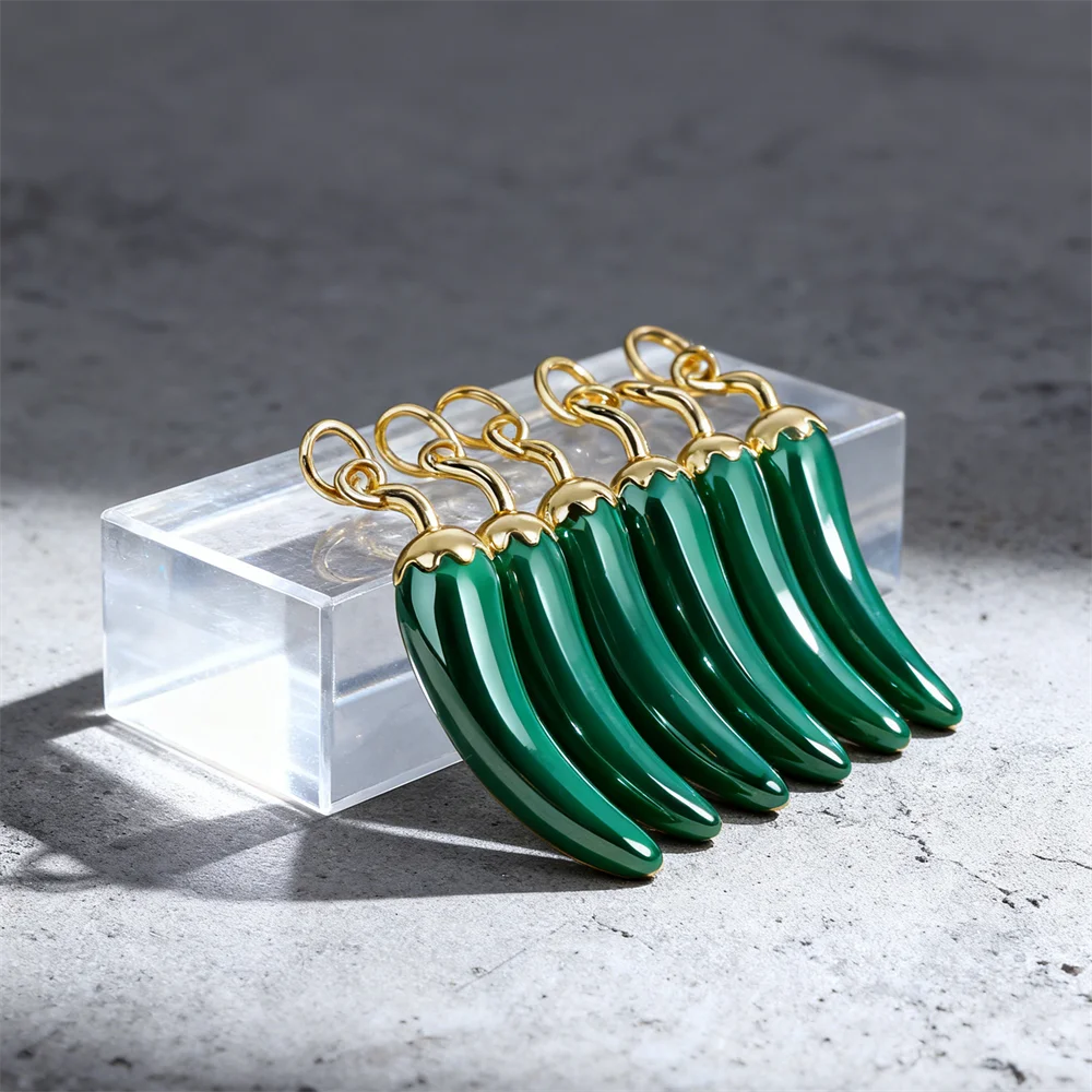 

4Pcs Pendants Brass Enamel Chili Charms with Cubic Zirconia for DIY Jewelry Necklace Bracelet Fashion Accessories for Women Men