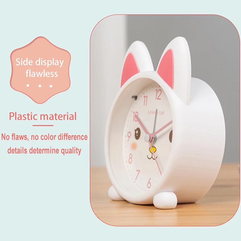 Cute Cat-Shaped Alarm Clock, Bedside Clock for the Bedroom, Silent Operation—Also a Must-Have Gift for Back-to-School Season view 3