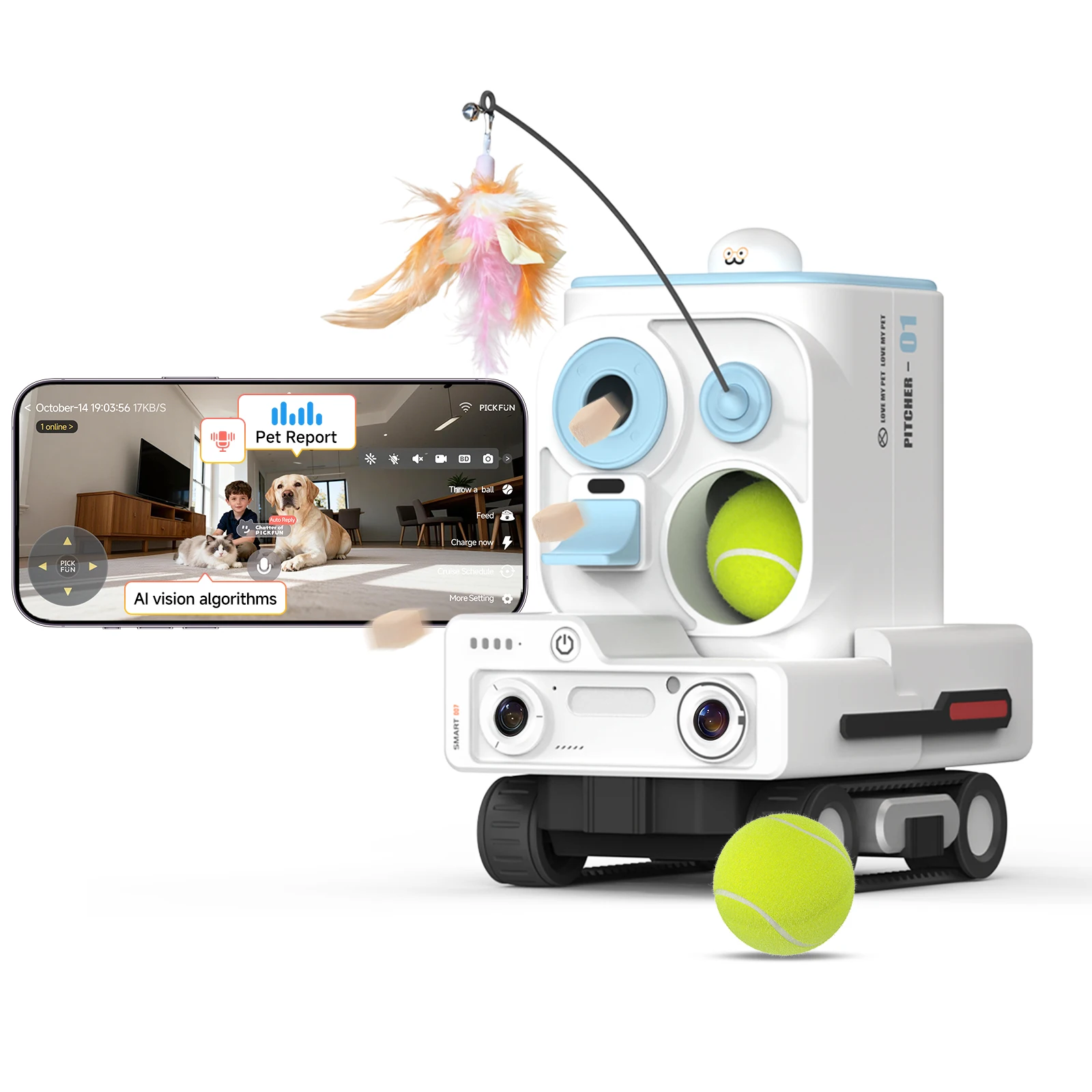 

Pickfun Pmate Pet Companion Robot Automatically Tracks And Patrols 2K Live View two-way Communication Automatic Charging