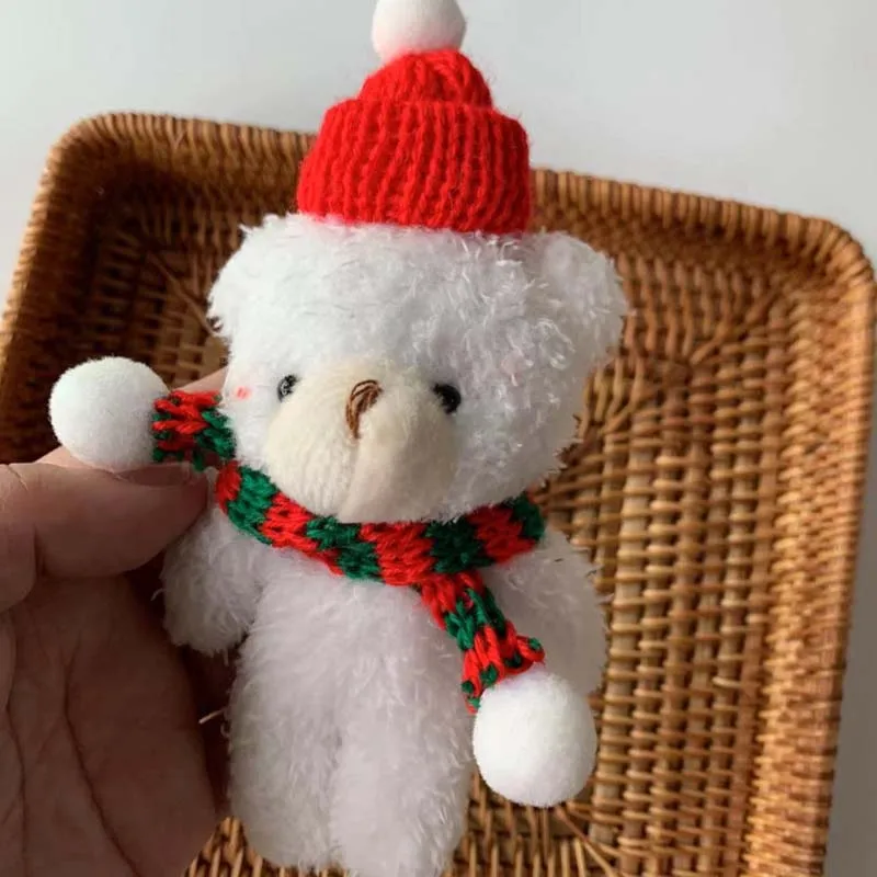 Ours en peluche de Noël pour fille, animal mignon, jouets en peluche, pendentif de sac Kawaii, porte-clés, arbre de Noël, cadeau, 13cm