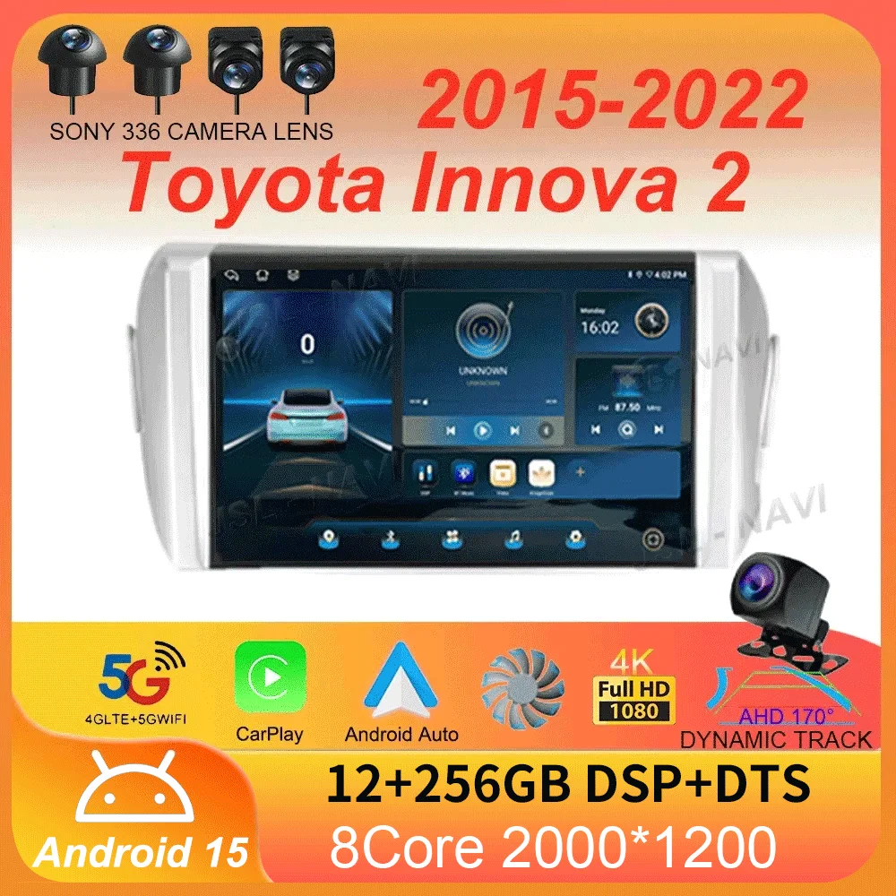 

Android 15 Carplay и автоматический WIFI + 4G для Toyota Innova 2 2015-2022 автомобильный радиоприемник мультимедийный плеер стерео навигация GPS без DVD 2DIN