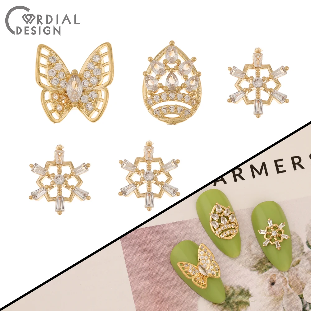 

Cordial Design 30Pcs Genuine Gold Plating/Cubic Zircon/Jewelry Findings & Components/Multi Shapes/DIY Fingernail Accessories