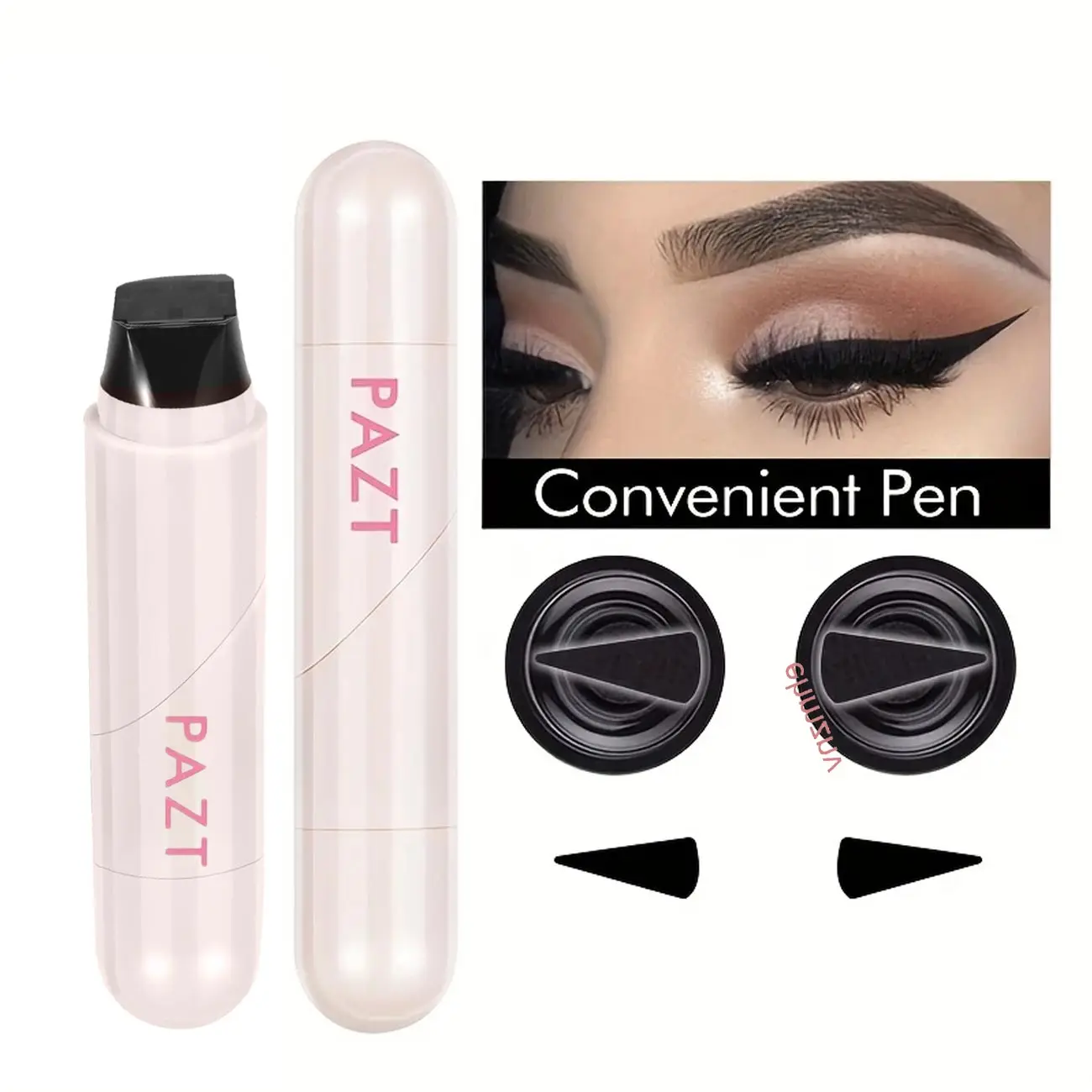 1 個デュアルヘッド回転可能なアイライナースタンプ統合防水ロングウェアウィングステンシル DIY 液体アイライナーペン速乾性メイク