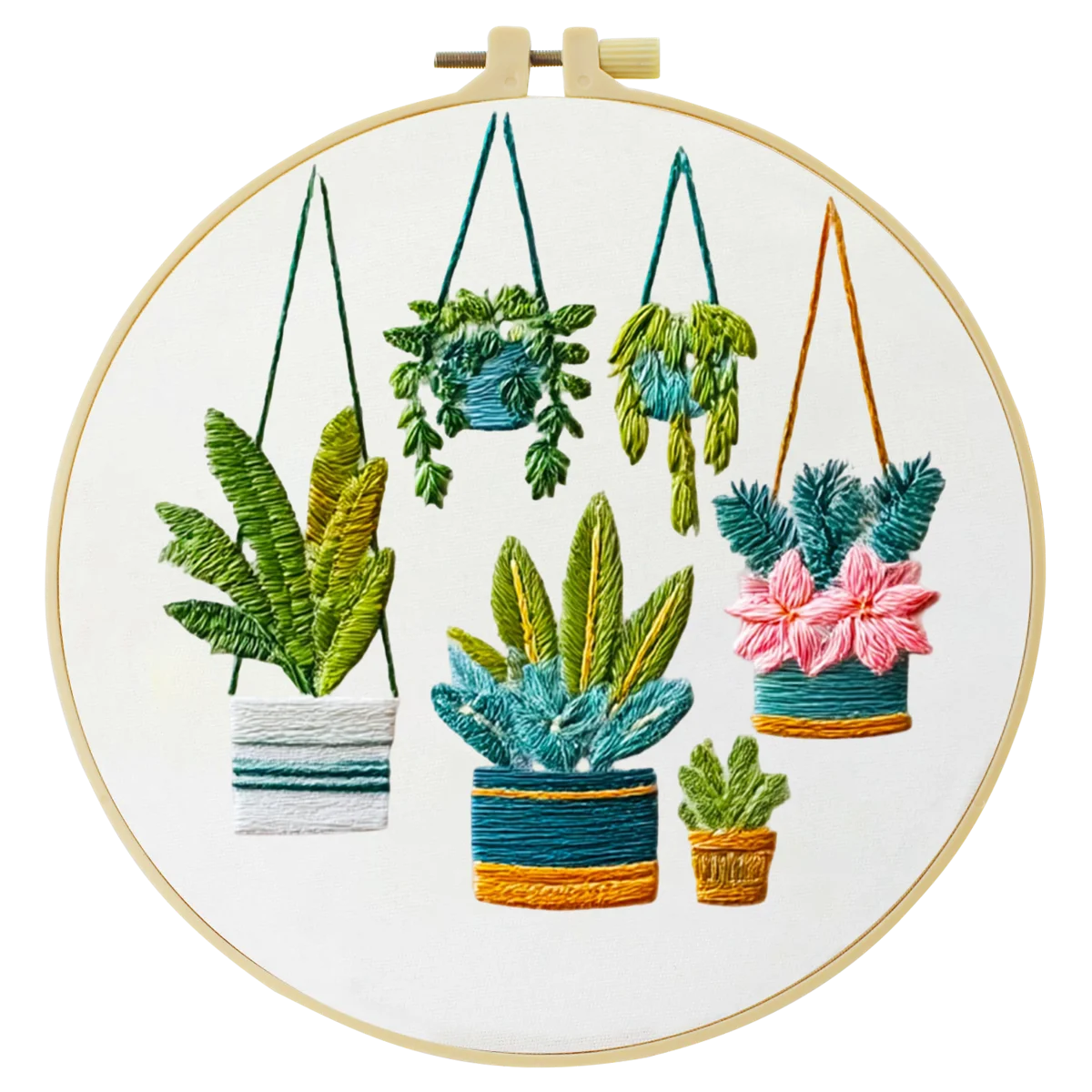 1 Stück 20X20CM/15X15CM 7,87/6,3 Zoll Grünpflanzen Stickerei Starter-Kit DIY-Kit DIY-Stickerei-Set Handarbeiten Malerei – Detail 3