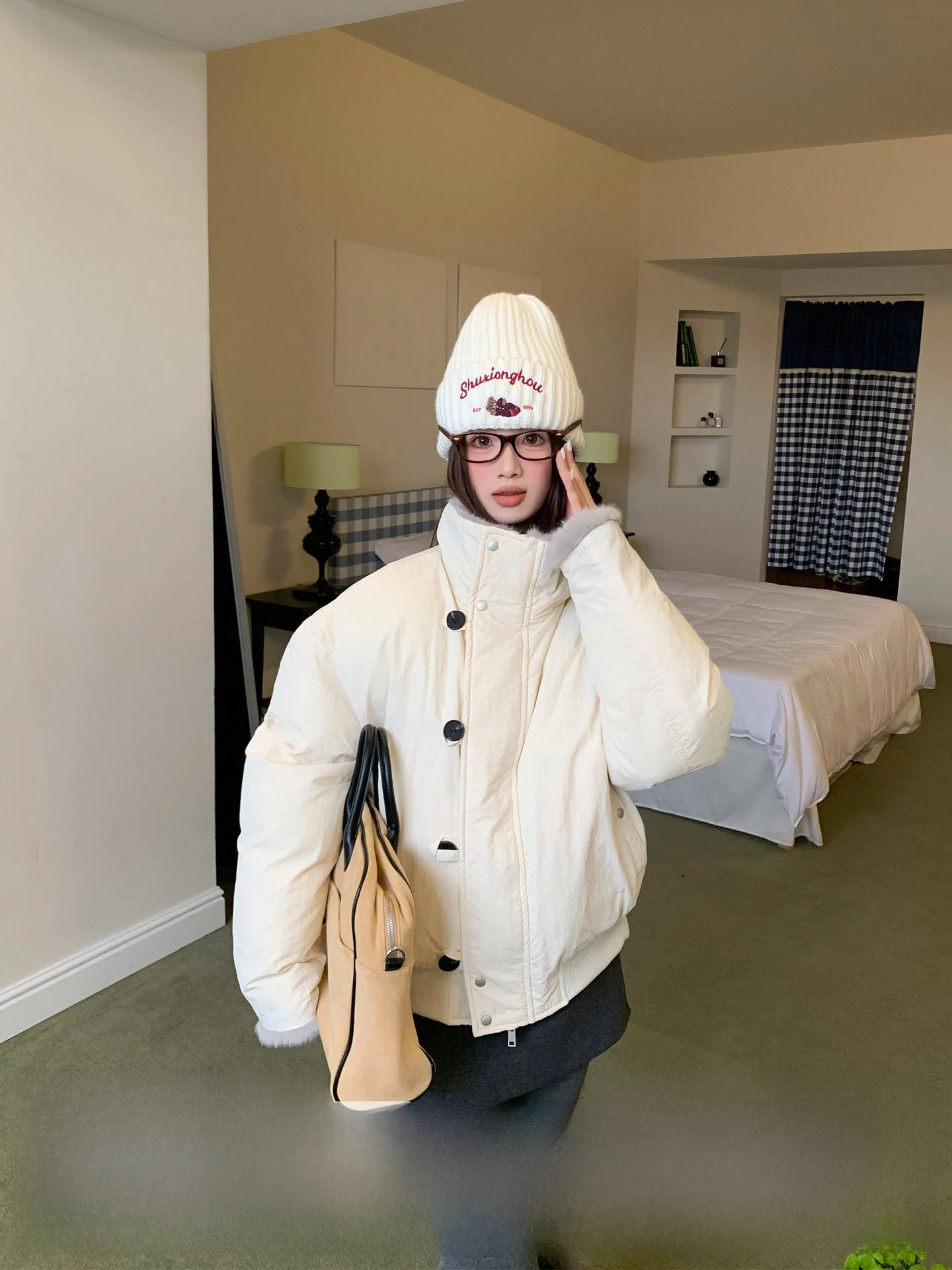 

Утепленная хлопковая куртка женская с воротником-стойкой, повседневная верхняя одежда, оранжево-белая, зимняя, теплая, универсальная, свободного кроя, на молнии