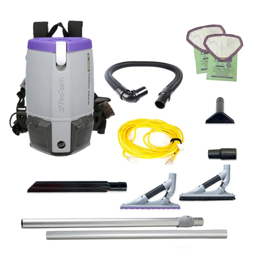 6 Commercial Backpack Vacuum with ProBlade Hard Surface and Carpet Tool Kit, 6 Quart, Corded, 107535