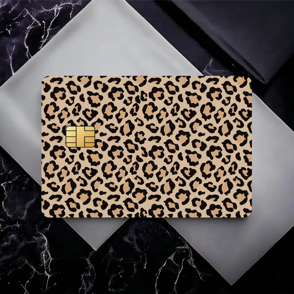 Fashion Leopard Print Diy Poster Waterproof Film skin Cover 4PCS Credit Card stickers Debit Front Decoration Bank Subway Pass