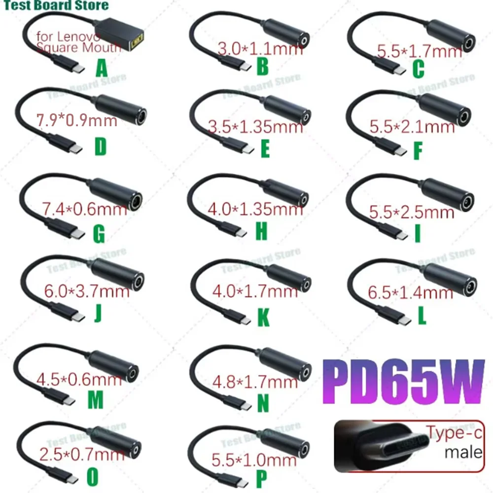 PD65W DC toUSB C PD Power Adapter Converter 5.5X2.5 7.4X5.0 4.5X3.0 Laptop Charger toType C Connector for Xiaomi Samsung Lenovo