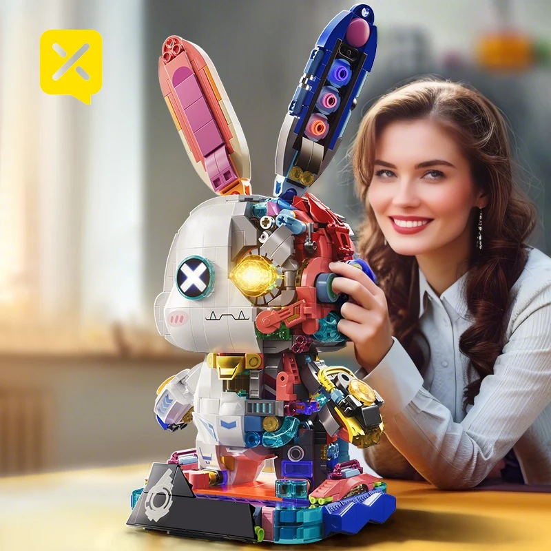 

TOYLINX DIY 1377PCS Chinese Building Blocks Rabbit Mechanical Rabbit Creative Puzzle Assembled Rabbit Education Toy Holiday Gift