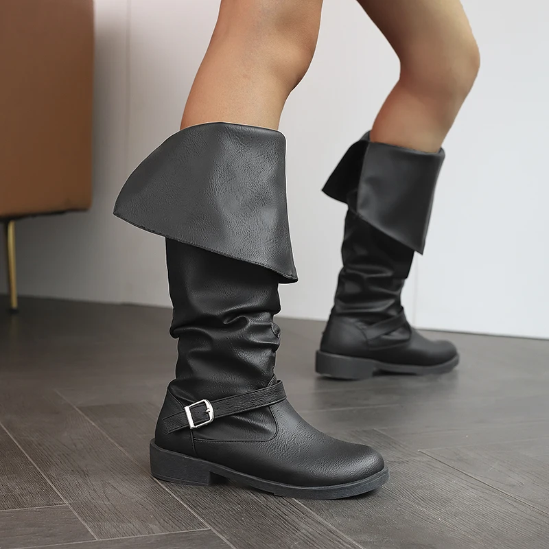 Retro Halbhohe Absatzstiefel Piratenkostüm-Stiefel Renaissance Halbhohe Haddock-Schuhe Mittelalterliche Halloween-Cosplay-Bandageschuhe 2026 – Detail 4