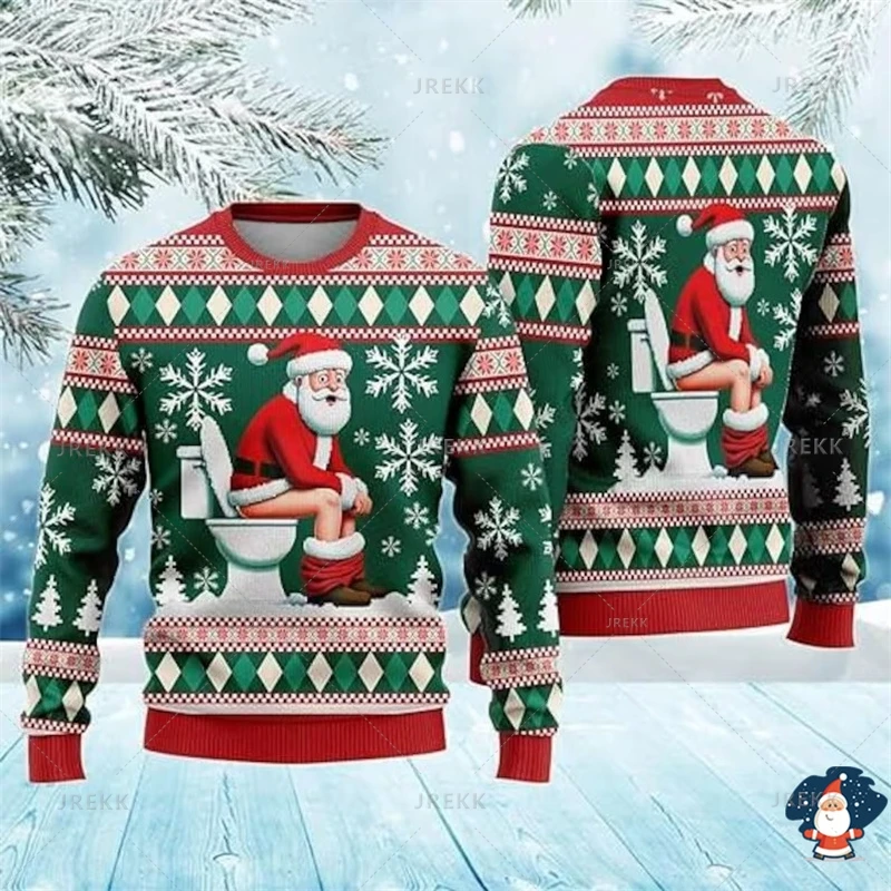 Mery Christmas 3D Fake Muscles Printing Sweatshirts Kid Funny Streetwear Santa Claus Graphic Ugly Christmas Sweatshirts Hoodie