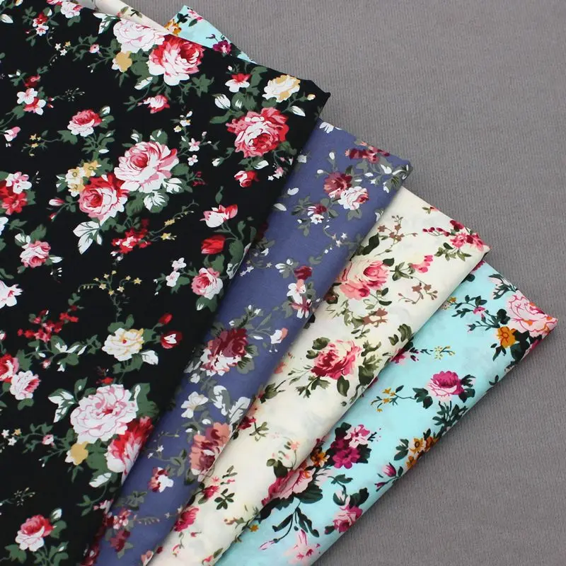 

100*145cm Pastoral Style Floral Fabric 40 Count Plain Cotton Dress Clothing Fabric Handmade DIY Material Cloth