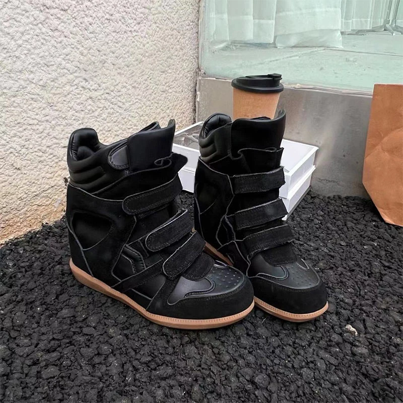 المرأة فاسق الأحذية 8 سنتيمتر الارتفاع الداخلي زيادة جلد طبيعي عالية أعلى حذاء كاجوال الكبار طالب عدم الانزلاق حجم كبير الأحذية الرياضية #3