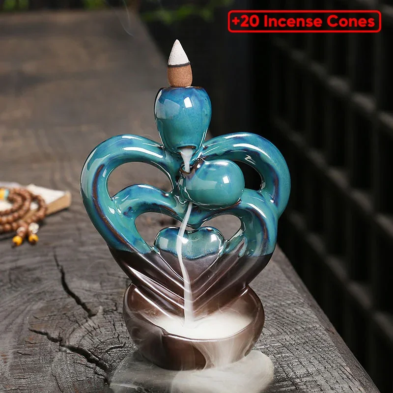 

Ceramic Flowback Incense Stove Artistic Conception Waterfall Decoration Incense Stove Handicrafts Yoga Incense