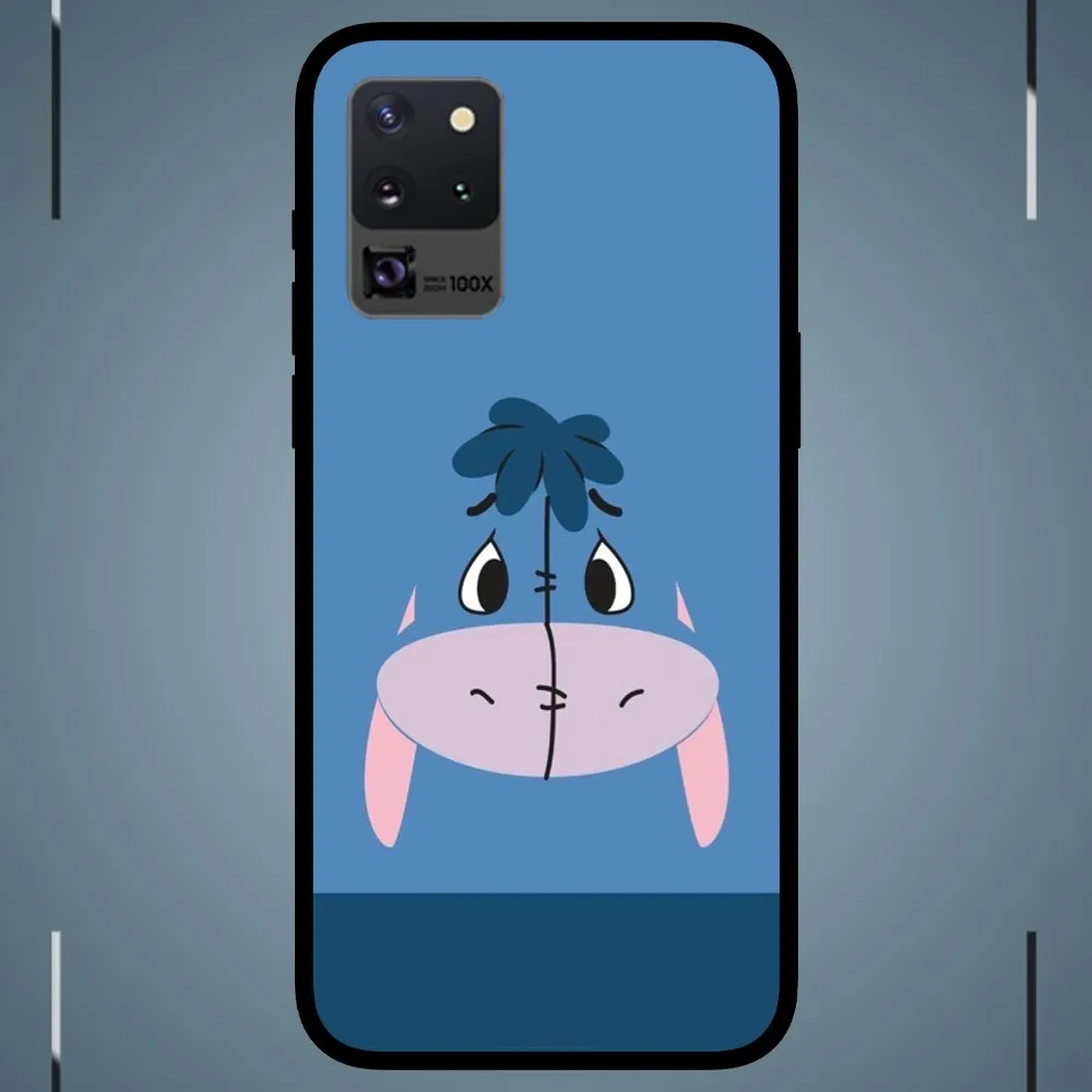 MINISO The Pooh Eeyore Phone Case For Samsung Galaxy S24 S23 S22 S21 S20 FE Note 20 Ultra 5G Black Phone Case