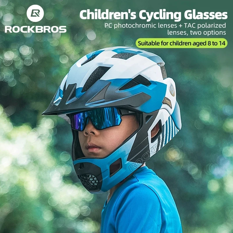 ROCKBROS Kids Photochromic Polarized Sunglasses UV400 Bicycle Eyewear UV400 Children Bike Goggles Boy Girl Outdoor Sport Glasses