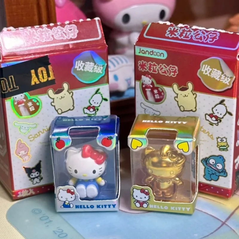 Sanrio família arroz grão boneca primeira caixa cega olá kitty kuromi mini colecionável modelo artesanal bonecas figuras de ação presentes da menina