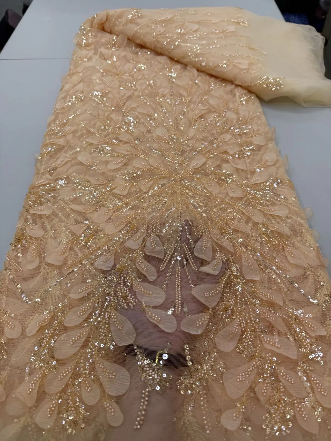 

Luxury African Mesh Lace Sequin Fabric,Fabrics By The Meter,For Sewing,Clothes,Tulle,Wedding Evening Dresses,Embroidery,5 Yards