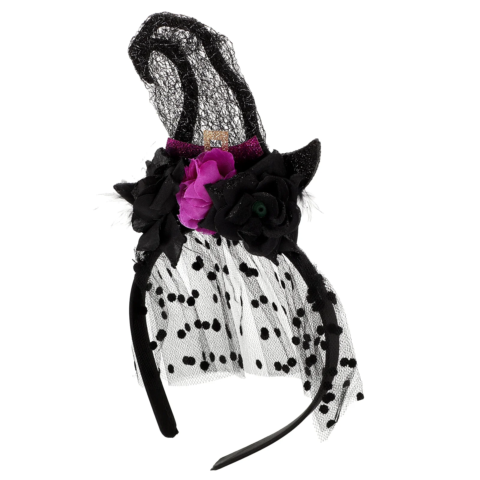 

s Elegant Black Witch Halloween Costume Lace Comfortable Fabric Halloween Costume Girls Witch Hat Hair Accessories
