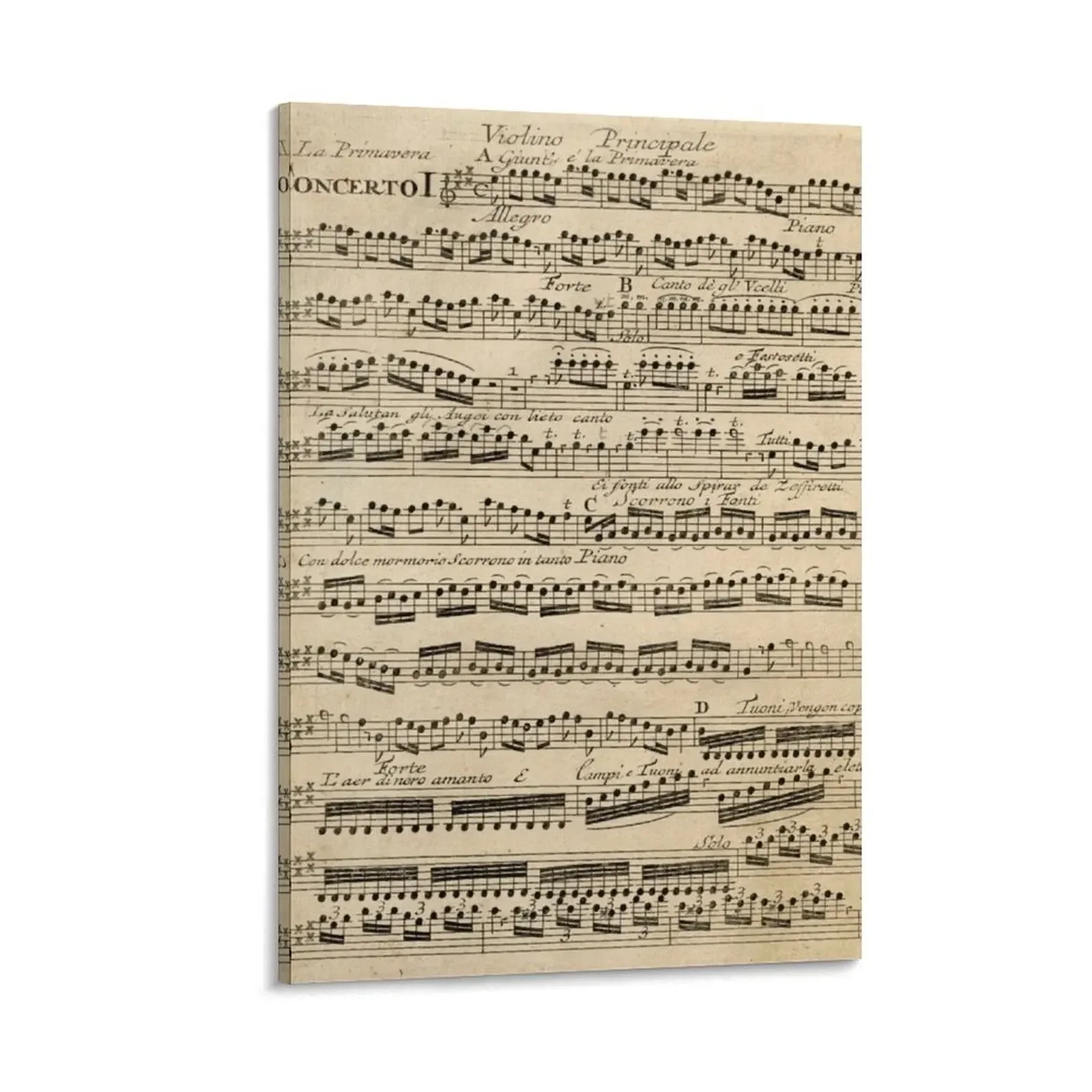 

Vivaldi Spring The four Seasons Original handwritten score (1 of 4) Canvas Painting decor Decoration home bedroom decor