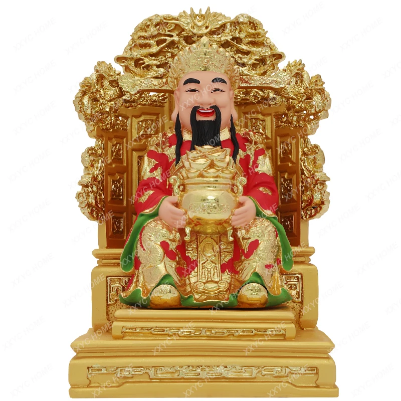 Kowloon Chair God of Wealth Buddha Statue Lucky Worship Decoration Home Store Company Talent God Wen God of Wealth Statue