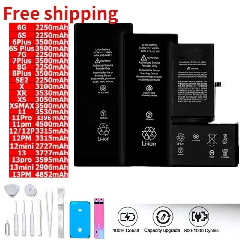 

Original For IPhone Battery For Apple For IPhone High Capacity 0 Cycle Bateria 6 6S 7 8 Plus X Xs Max Xr 11 11Pro Max 100% New