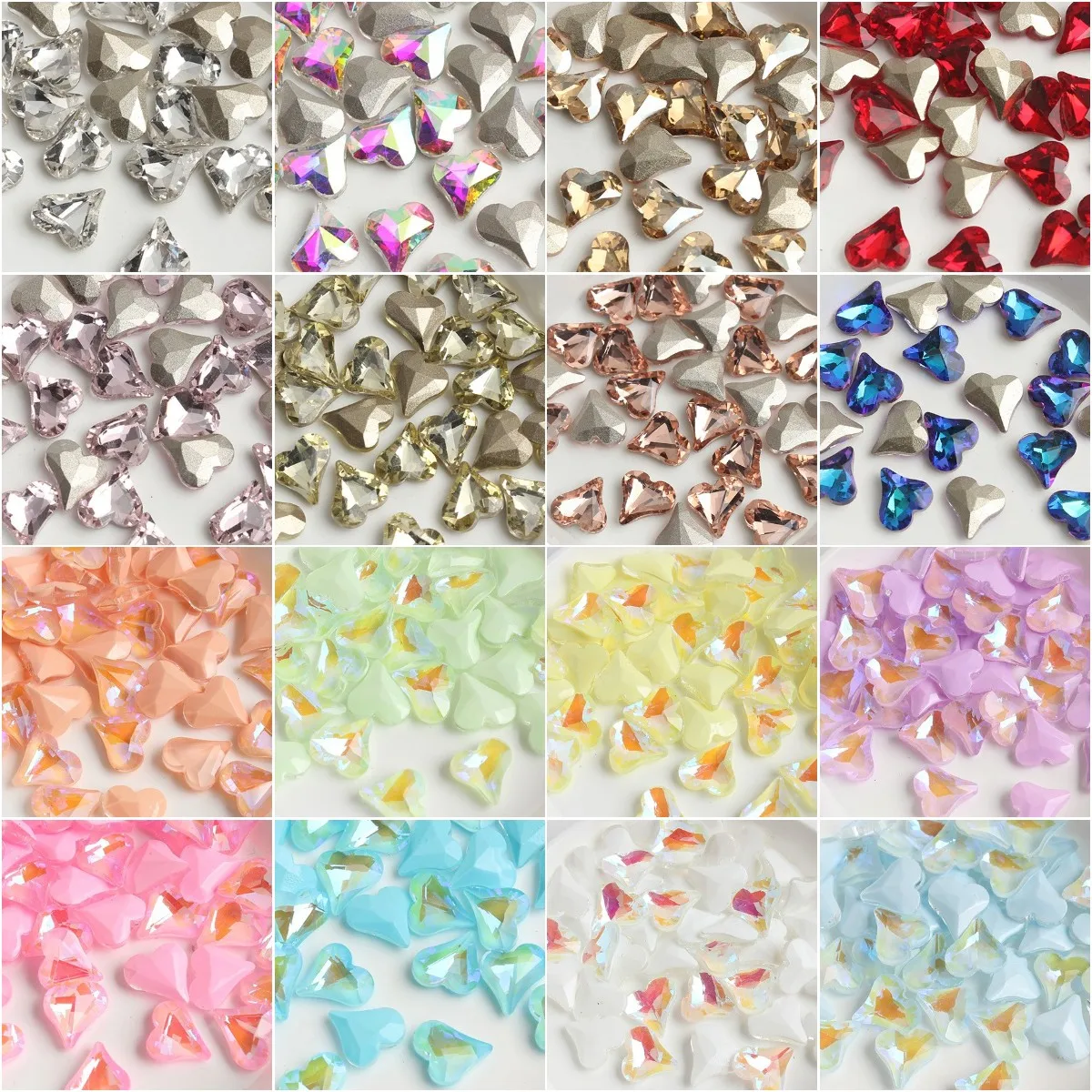 100pcs/pack 8mm Heart DIY for phone shell,Nail,Bag,Clothes 3D Diamond Stone Decoration Glitter Manicure Jewelry Accessories