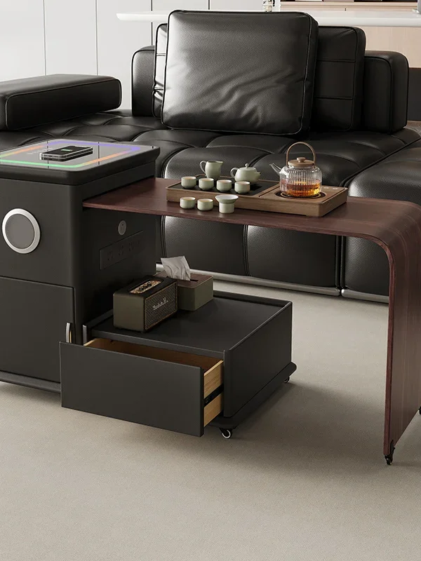 Movable side table, coffee table, living room, home sofa side cabinet, intelligent with stereo, wireless charging edge