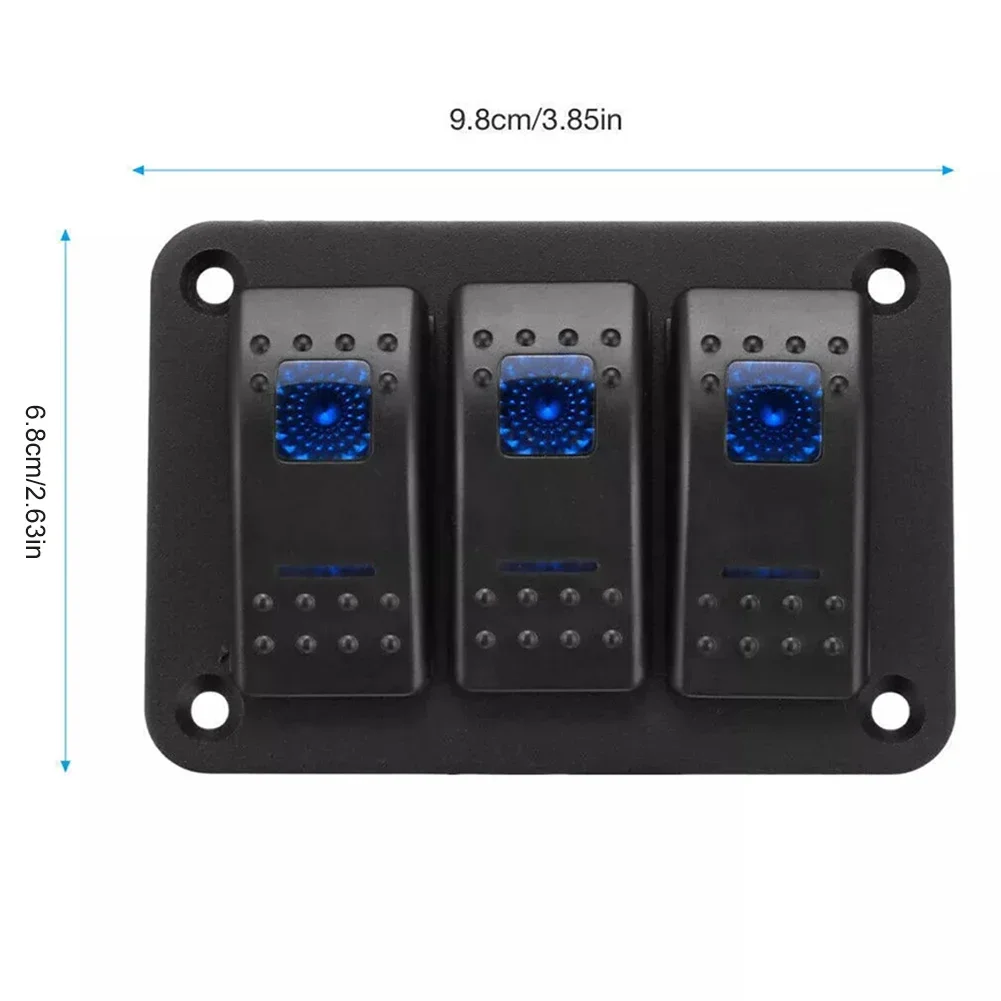 12V Switch Panel 3 Gang Rocker Switch Easy Installation Pre-wired Reliable Performance Stable And Efficient Control For Boat