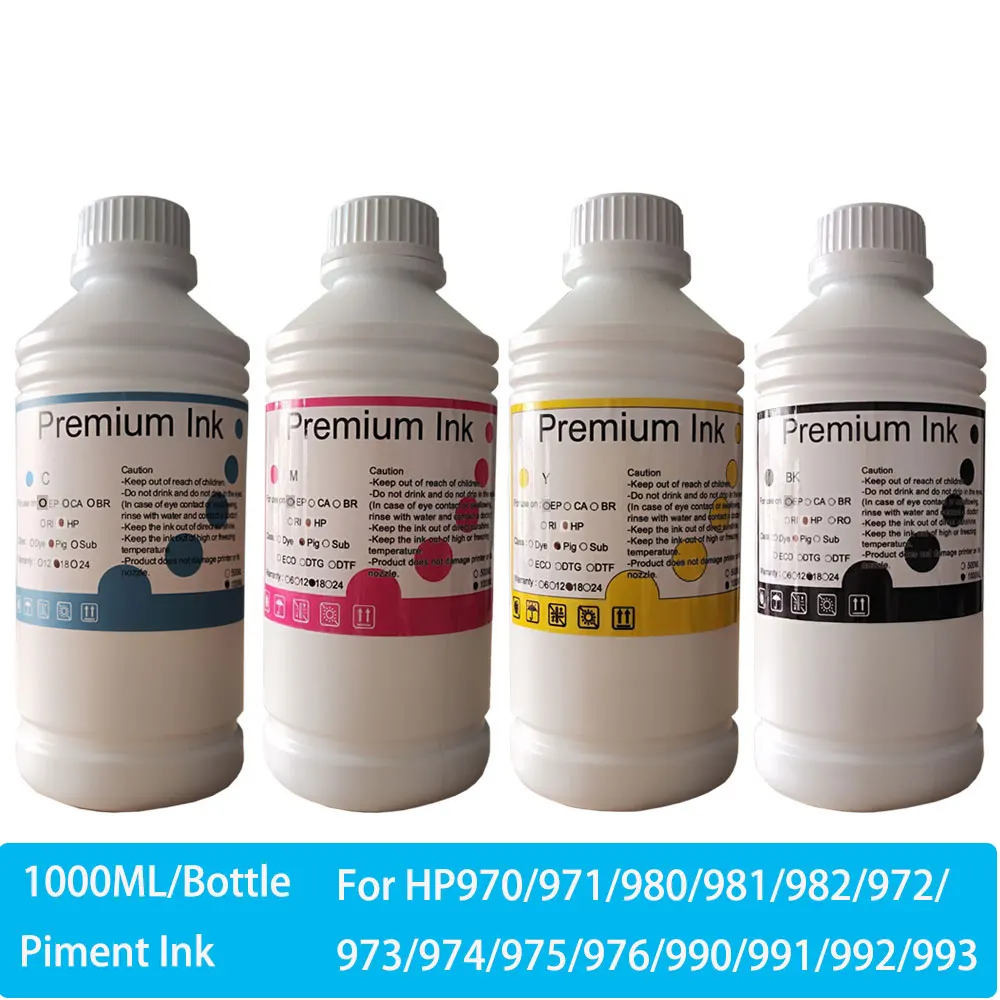 1000ML Pigment Ink Refill Ink For HP 970 971 980 981 982 913 972 973 974 975 976 990 991 992 993 377dw 452dn 452dw 477dn 477dw