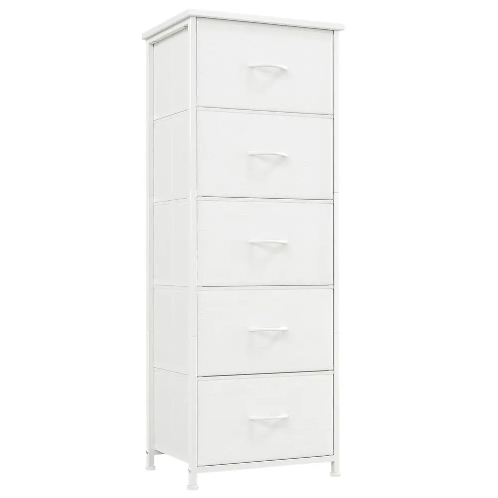 Tall Dresser for Bedroom with 5 Drawers, Storage Organizer Chest of Drawers with Removable Fabric Bins for Closet Bedside Living