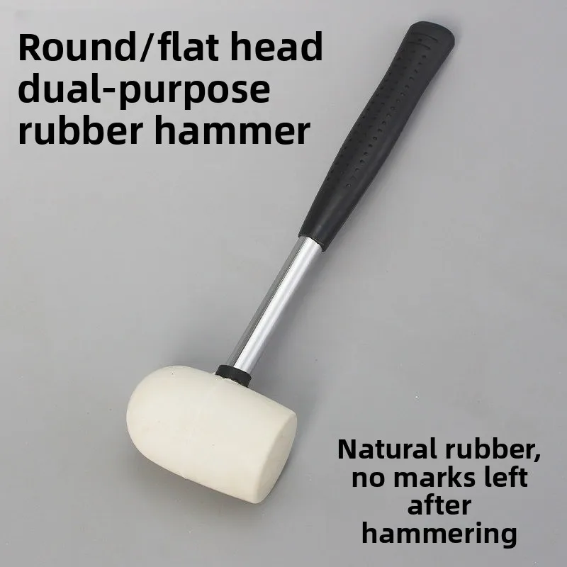 1PC Steel Tube Handle Rubber Mallet White Rubber Hammer for Flooring Installation Wood Floor Tile Aluminum Window Knocking Tool