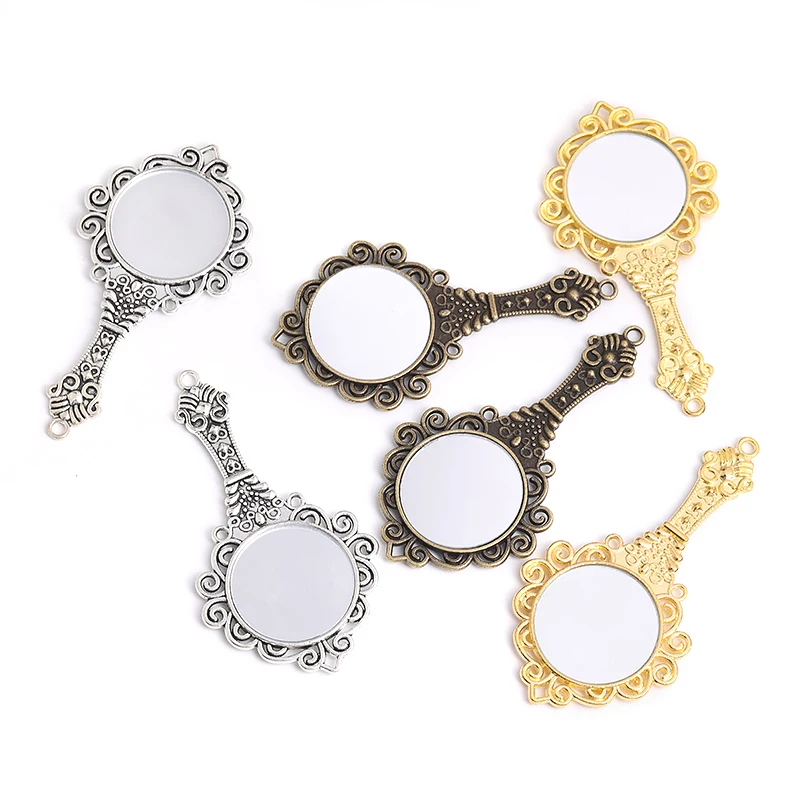 Vintage 2 pcs metal mirror charms fit DIY Handmade necklace earring bracelet charms Jewelry Making