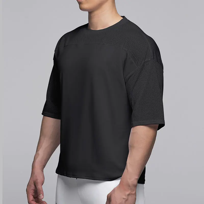 Exercise Fitness Mesh Quick Drying Loose Short Sleeve Running Training Breathable Sweat Absorbing Thin Basketball T-Shirt Men