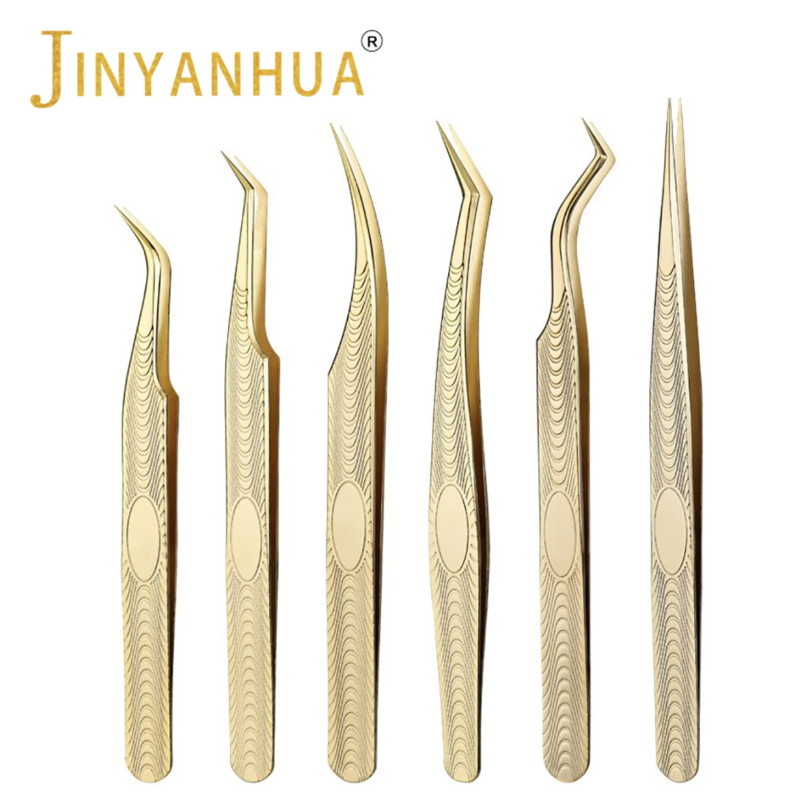 Eyelash Tweezers Professional Golden Stainless Steel High Precision Tweezer for Volume Fans Lashes Extensions Makeup Tools