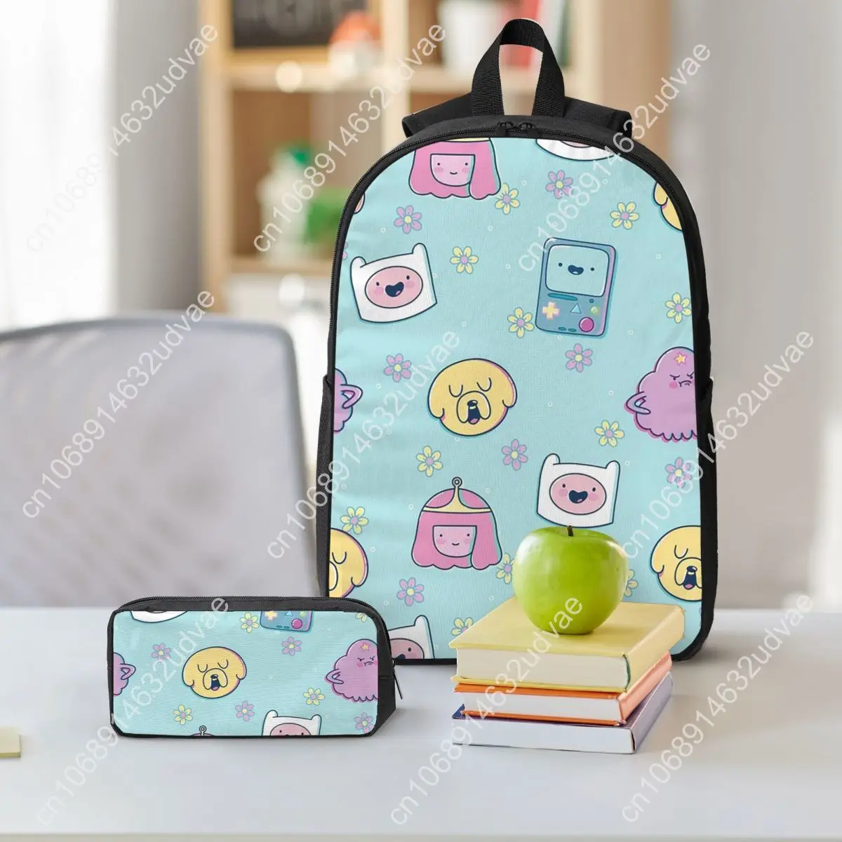 Adventure Friends (Adventure Time) Backpack Student Boy Girl BookBag School Bag Shoulder Bag 3ps Insulated Lunch Bag Pencil Case