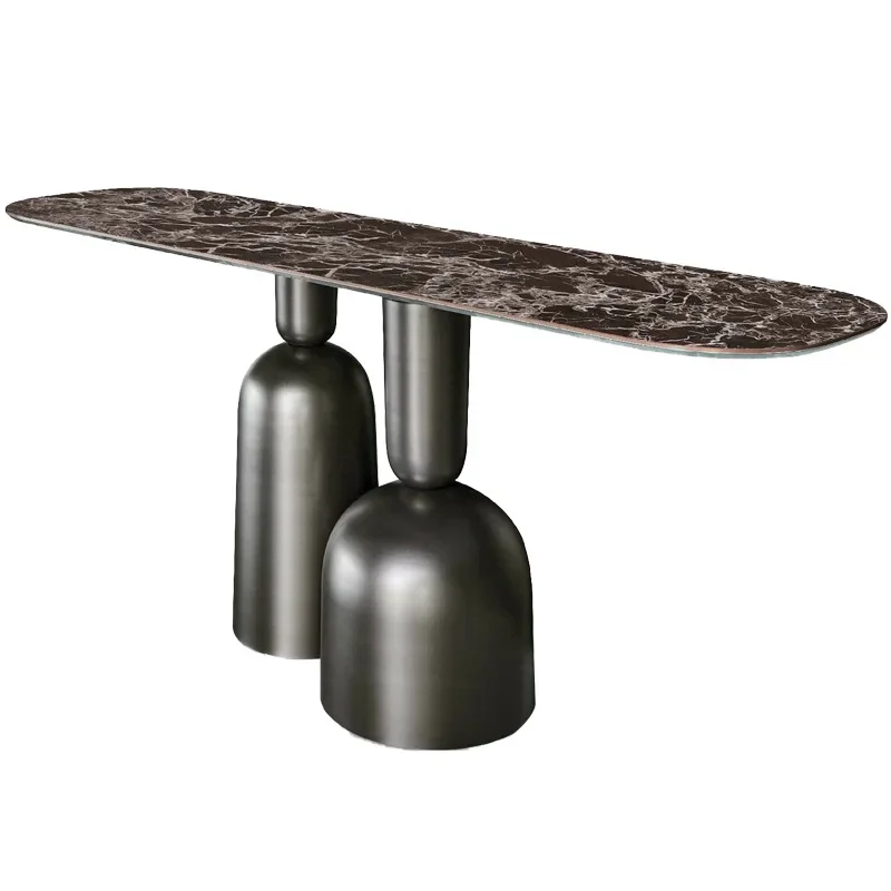 Italian light luxury entrance table, creative stainless steel decorative strip entrance table