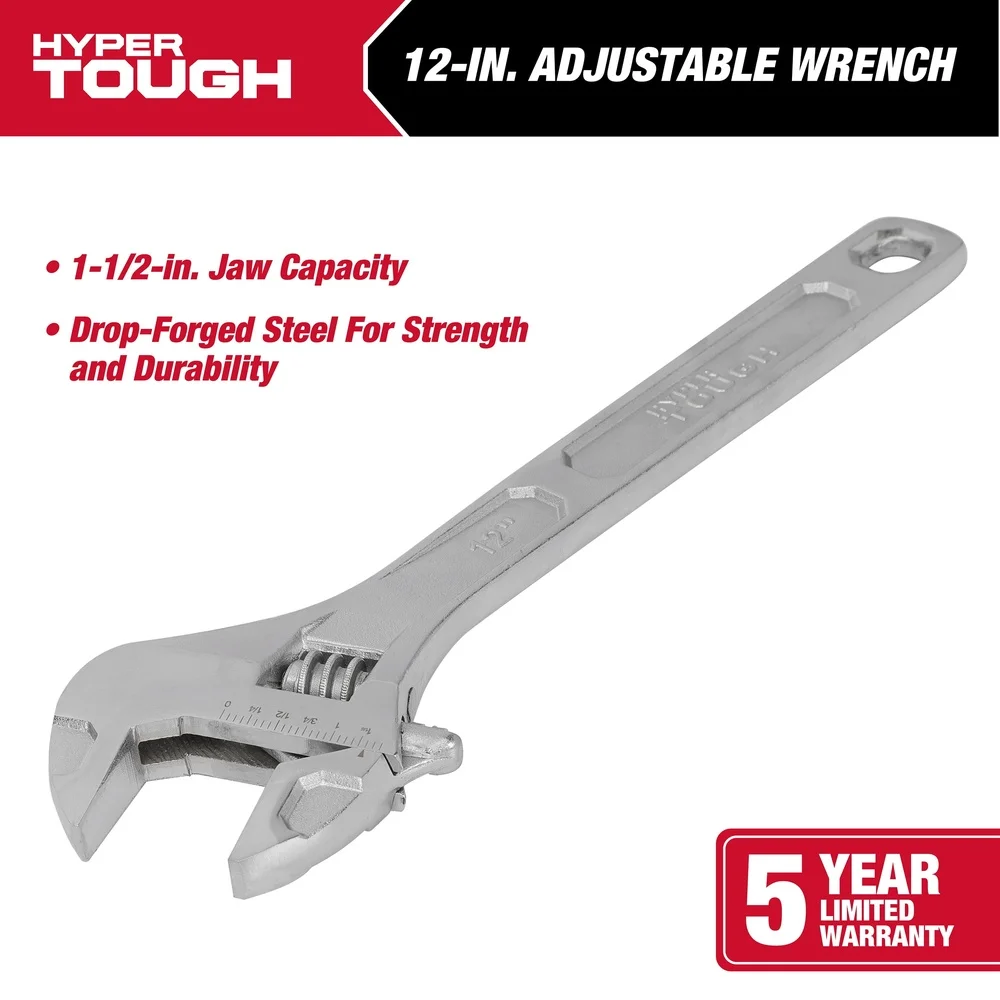 12 بوصة مفتاح قابل للضبط قطرة مزورة الصلب الكروم مطلي أداة متينة المكسرات البراغي الدقة تشديد الربط ميكانيكي اليد #3