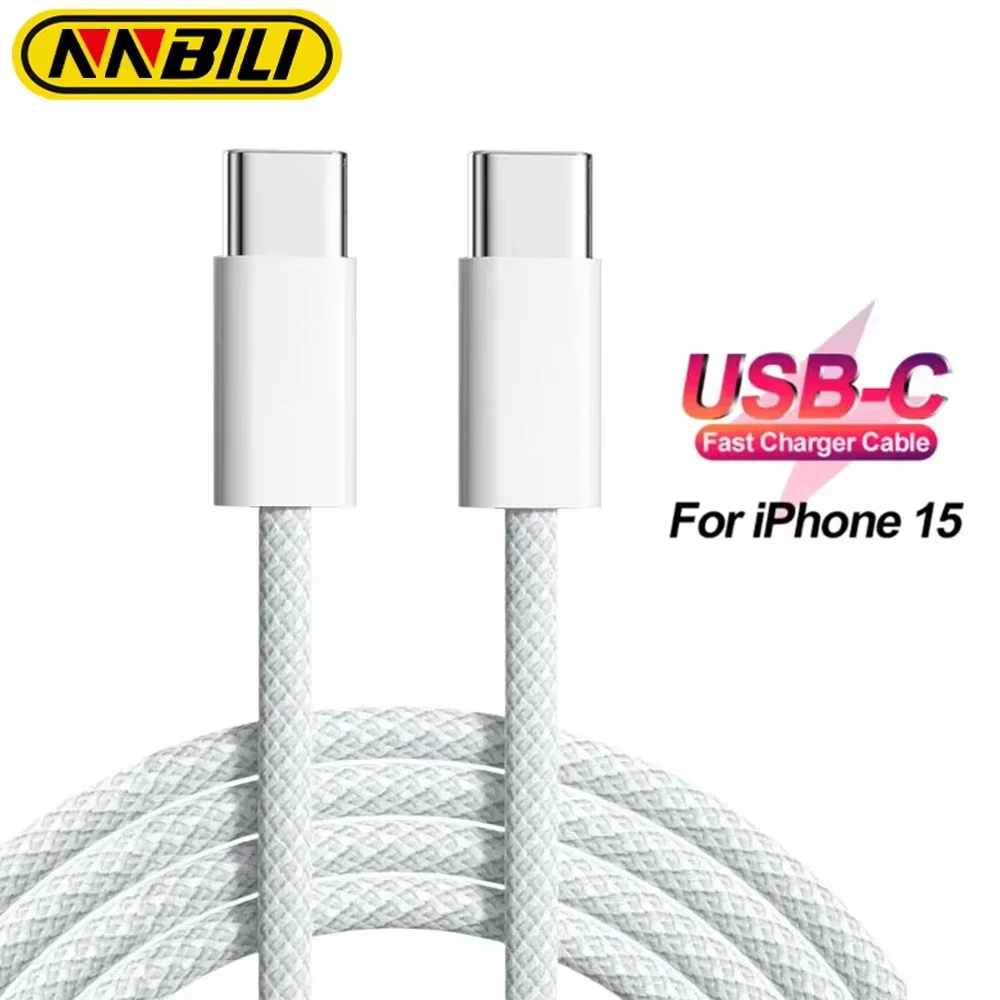 NNBILI Cargador rápido PD 60W 6A USB C a tipo C Cable para Apple iPhone 15 16, carga rápida para Huawei Cable