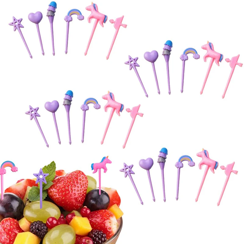 Obstgabeln für Kinder, Kinder, Kunststoff, Mini-Essenspicks, Lunchbox, Zubehör, wiederverwendbar, Dessert, Kuchen, Zahnstocher, Party, Snackspieße