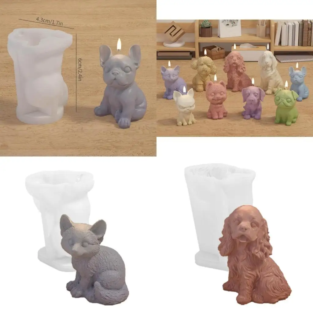 Realistic Pug Shaped Silicone Dog Mold Practical Plaster Craft Dog Decorations Mold for Craft Enthusiasts