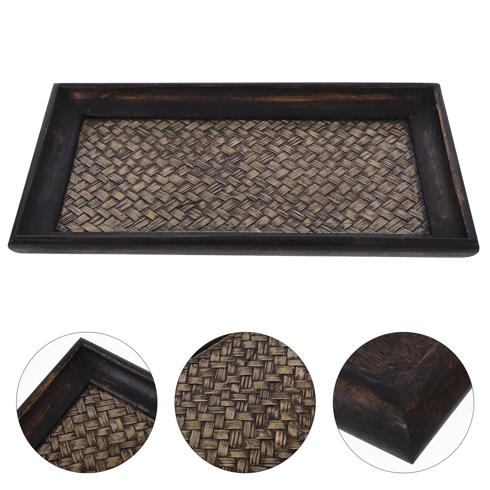 

Bamboo Tray Wood Vintage Design Heat Insulation Non Slip Serving Tray Home Decor Multi Functional Wooden Cutlery
