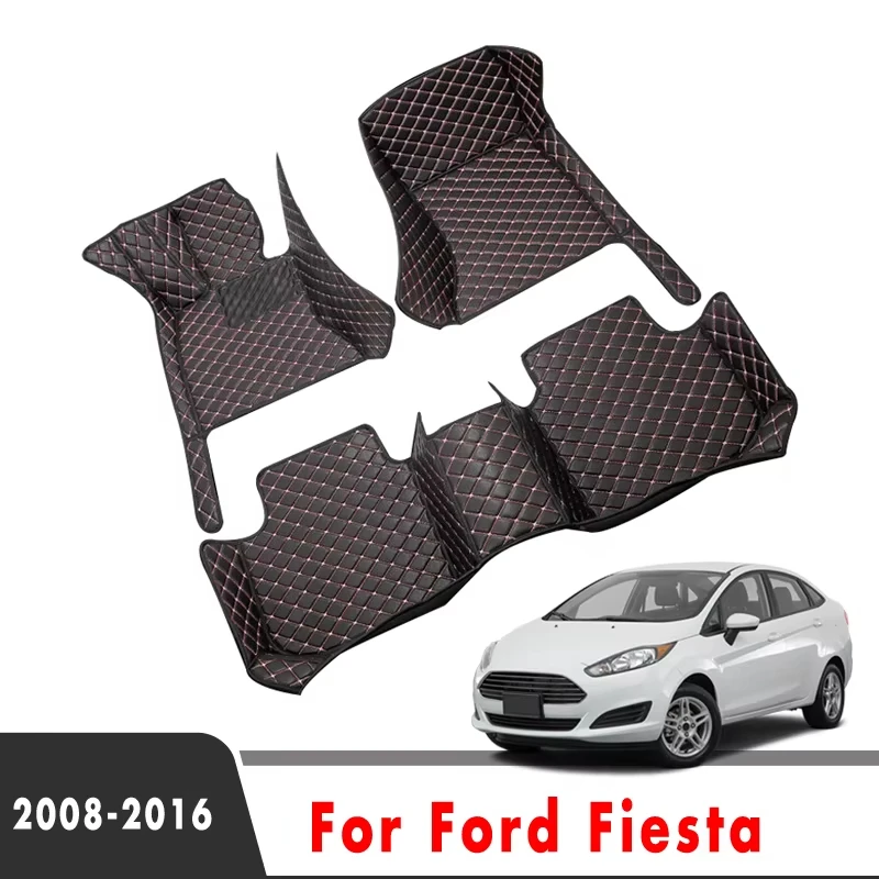 Custom Car Floor Mats For Ford Fiesta 2016 2015 2014 2013 2012 2011 2010 2009 2008 Carpets Leather FootPads Cover Rugs Accessori