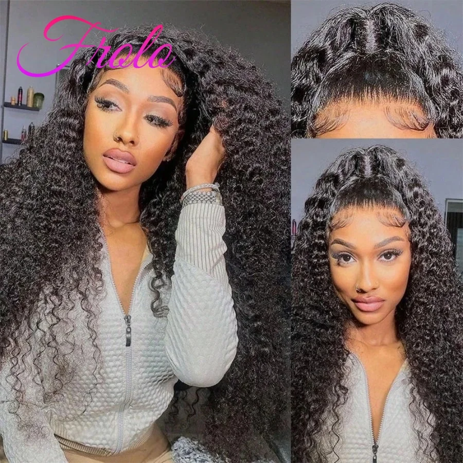 

30 40 In Deep Wave Lace Front Human Hair Wigs 200 Density Natrual Black Curly Wig Brazilian Human Hair 13x6 Hd Lace Frontal Water Wave Wig