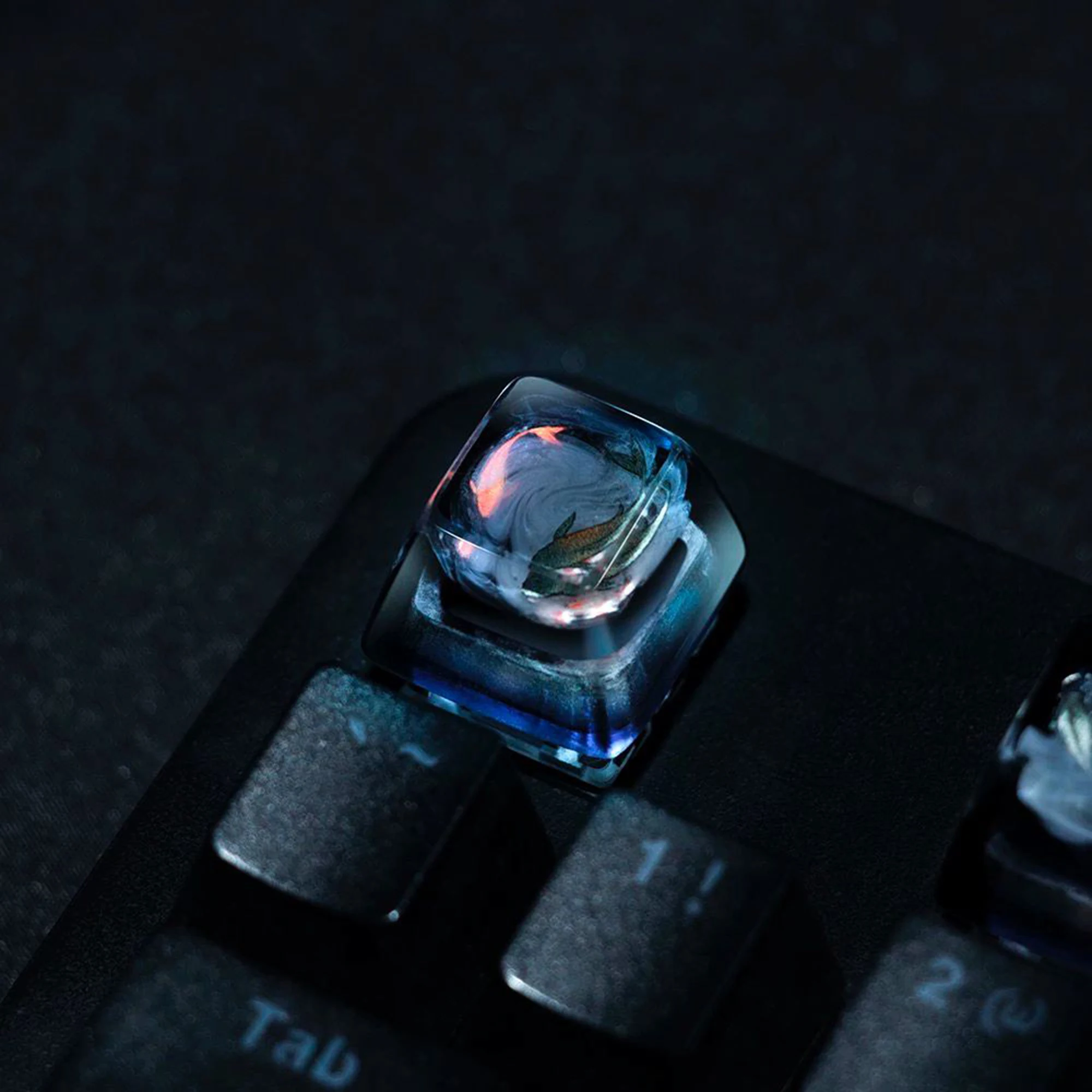 Novelty Artisan keycaps lucky koi light-transmitting custom handmade Resin Keyboard KeyCap for Mechanical Keyboard Accessories